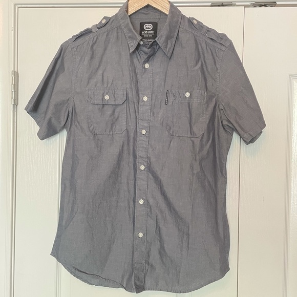 Eckō Unltd. Short Sleeve button down, Grey Blue, Size M - Picture 1 of 6